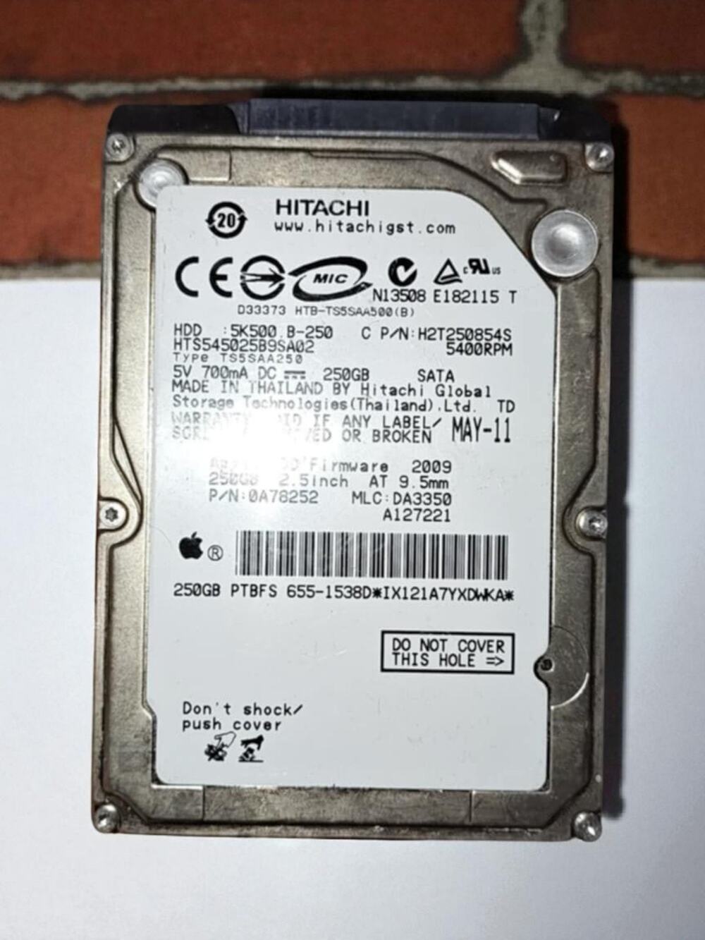 Hitachi HTS545025B9SA02 250 GB,Internal,5400 RPM,2.5" (OA78252) Hard Drive